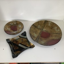 Job Lot Art Glass Plates X 3