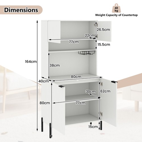 Kitchen white pantry cabinet - white,