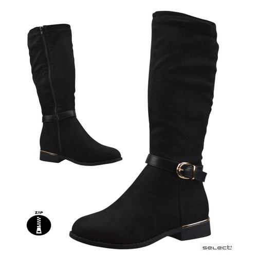 Womens black faux - black, suede