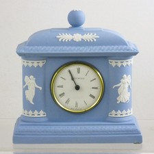 Wedgwood Blue /White Jasper Dancing Hours mantel clock - works - 16.5x16.5x6 cm