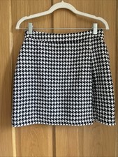 Boohoo Women's Houndstooth Mini Skirt Uk 8 Lined Winter Weight Cotton
