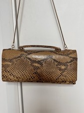 Vintage Real Snakeskin Clutch / Crossbody Bag with Gold Chain