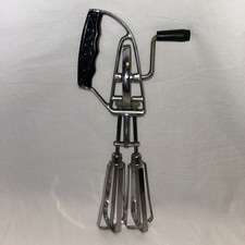Vintage Hand Held Rotary Whisk Mixer, Decorative Plastic Handle Stainless Steel