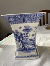 Large Spode Square Vase Blue Collection ‘India’ Pattern