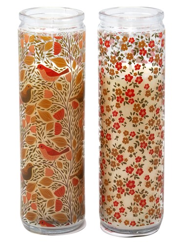 Floral tall glass - glass, jar