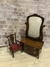 Dolls House 1/12 Scale Town Square Miniatures Walnut Dressing Table & A Chair
