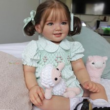 Cute Toddler Girl 28" Finished Reborn Baby Doll Hand-Rooted Hair Cloth Body Gift