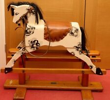 LEEWAY MADE IN ENGLAND ROCKING HORSE wooden framed with leather saddle & reins 
