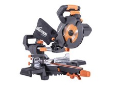 Evolution R185SMS+ 230V 185mm Multi-Material Sliding Mitre Saw Steel Wood Nails