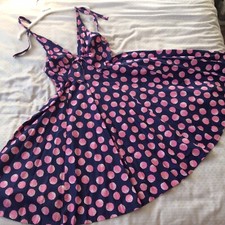Vintage Blue & Pink Polka Dot Full Circle Dress Handmade 1950’s Lindy Hop 10