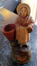 Vintage French Fisherman Wife Terracotta Painted Figure. WIMEREUX 13cm, signed