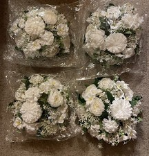 ARTIFICIAL WHITE FLORAL ROUND TABLE CENTERPIECE  x 4 NEW VGC 