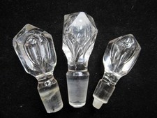 3 x  Antique Cut Glass Crystal Stoppers For Bottles Or Decanters (J)