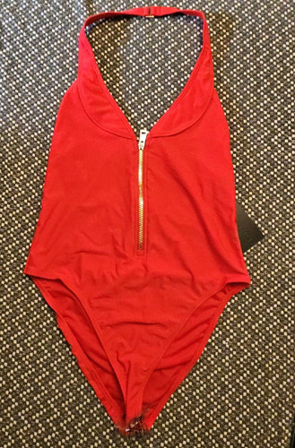 South beach red one piece - red, zip