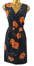 APRICOT womens navy blue  floral sleeveless wrap neck dress size 12 lined