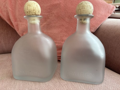 Patron tequila bottles - bottles, x2