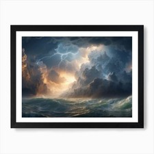 Stormy Sea Art Print Framed