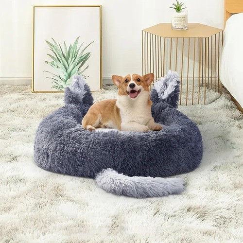 Round plush pet dog - plush, bed