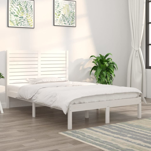 Bed frame white solid pine - frame,
