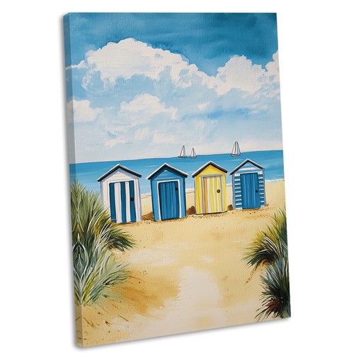 Beach huts canvas wall art - huts,