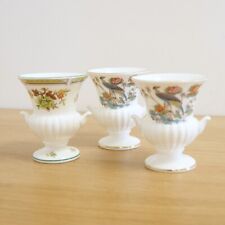 Set of 3 Wedgwood English Bone China Small Vases Kutani Crane Floral