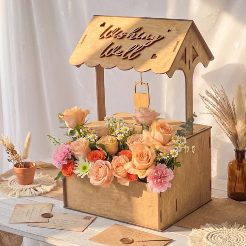 Wishing well wedding card - wishing, box