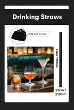 100 x Black Drinking Straws