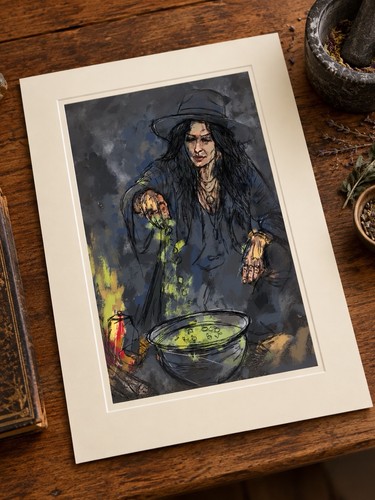 Fantasy witch mounted - fantasy, art