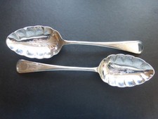Pair Vintage Firth Staybrite 21cm Serving Server Spoons Cutlery Shaped Bowl