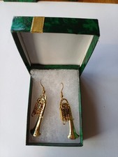 Vintag Gold Plated Earrings Future Primitive Trumpet Drop Dangle Earrings New