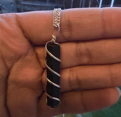 Tourmaline pencil pendant - tourmaline,