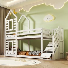 3FT Single Size Bed Frame Kids Bunk Beds Double Pine Wooden Bunk Bed With Stairs