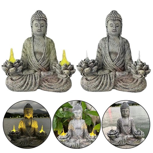 Solar meditating buddha statue - solar,