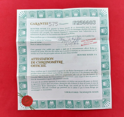 Rolex 17000 warranty - rolex,