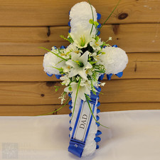 Cross Funeral Flowers Artificial Tribute Wreath Silk Grave Memorial Dad Son Bro