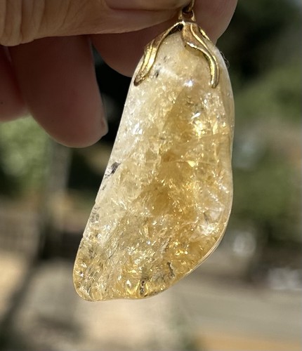 Citrine quartz pendant - citrine,