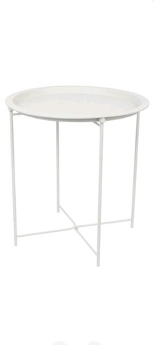 Metal tray table round white - metal,
