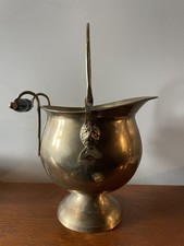 Vintage Brass Planter Round Plant Pot Indoor Antique Jardiniere Coal Scuttle Pot
