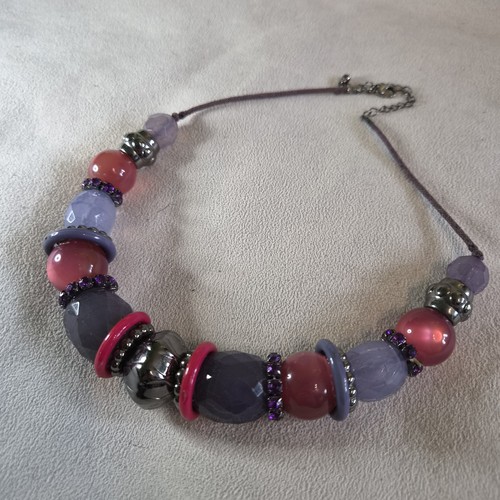 Purple pink statement beaded - purple,