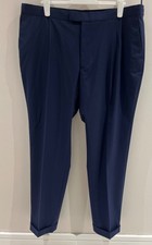 Autograph Men's Smart Trousers Size 42L Navy with Elasticated Rear Waist NWOT