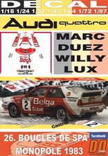 DECAL AUDI QUATTRO A1 "BELGA"