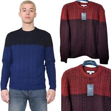 EX M&S Mens Jumper Cable Knit Crew Neck Wool Winter Warm Long Sleeve Sweater
