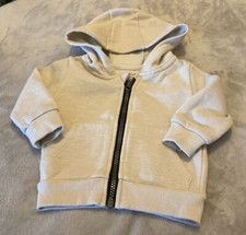 Baby Girls Boys Zip Up Jumper top hoodie 3-6 Months Cream Beige Hooded