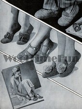 Crochet & Knitting Pattern Women's & Men's Vintage 1940s Slippers. 4 Styles.