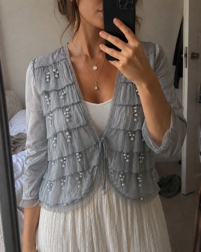 Per una grey fairycore beaded - per,