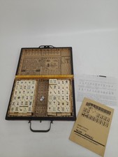 Mahjong Set, 144 Tiles and Manual Vintage with Storage and Travel Case
