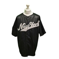 D403 MEN'S NEW YORK XPRESS BLACK SHORT SLEEVE CREW NECK BASEBALL TOP UK L EU 54