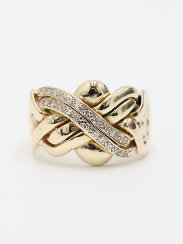 Gold diamond chunky ring - diamond,