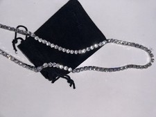 Barely Used Swavorski Women's Tennis Necklace Silver Tone. With Rhodium Finish.