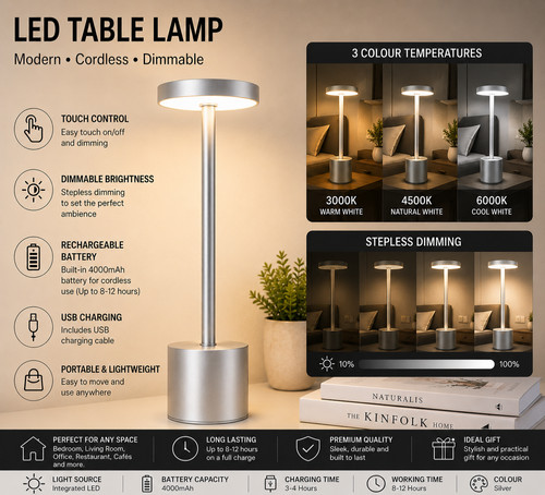 Cordless led table lamp touch - cordless,